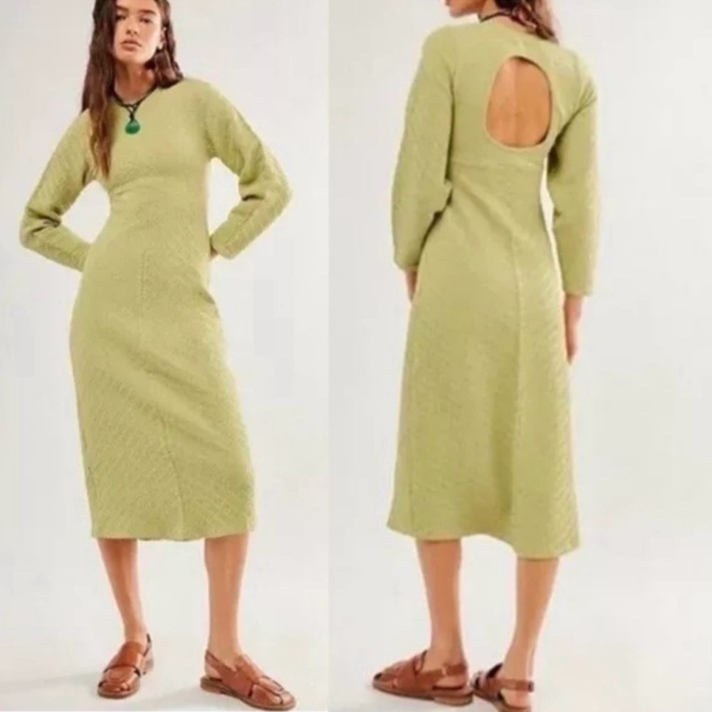 Free People Gabby Seamless Sweater Midi Dress NWT Green size M/L
